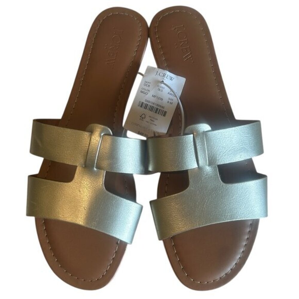 NWT J. Crew Beachside slide sandals, metallic gold, sz 8--SOLD OUT on J. Cr site